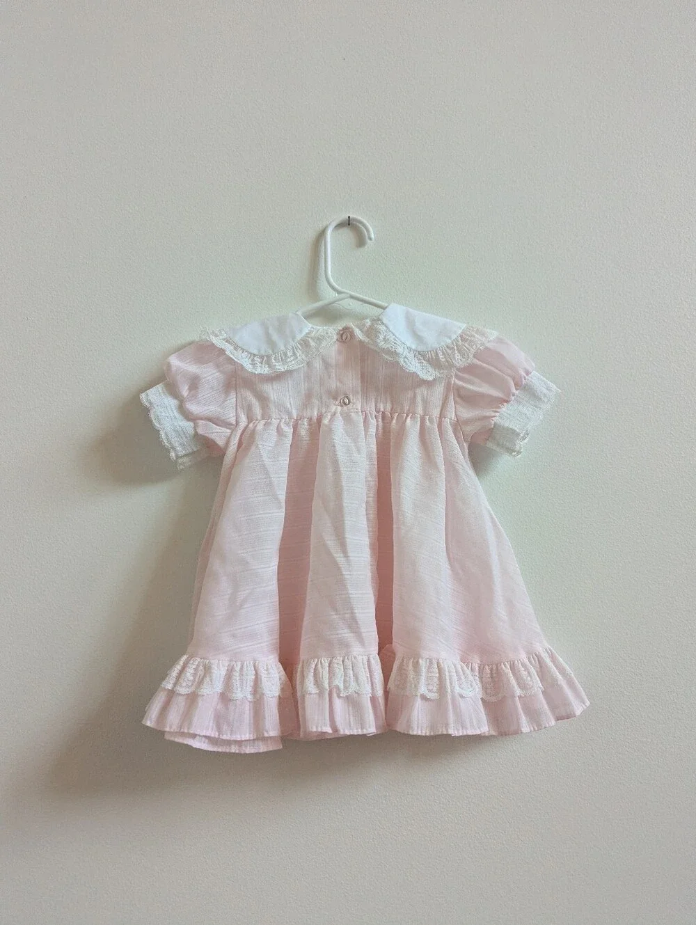 Vtg Miniworld Dress 12m Baby Girls Pin Frilly Lace - Picture 4 of 5